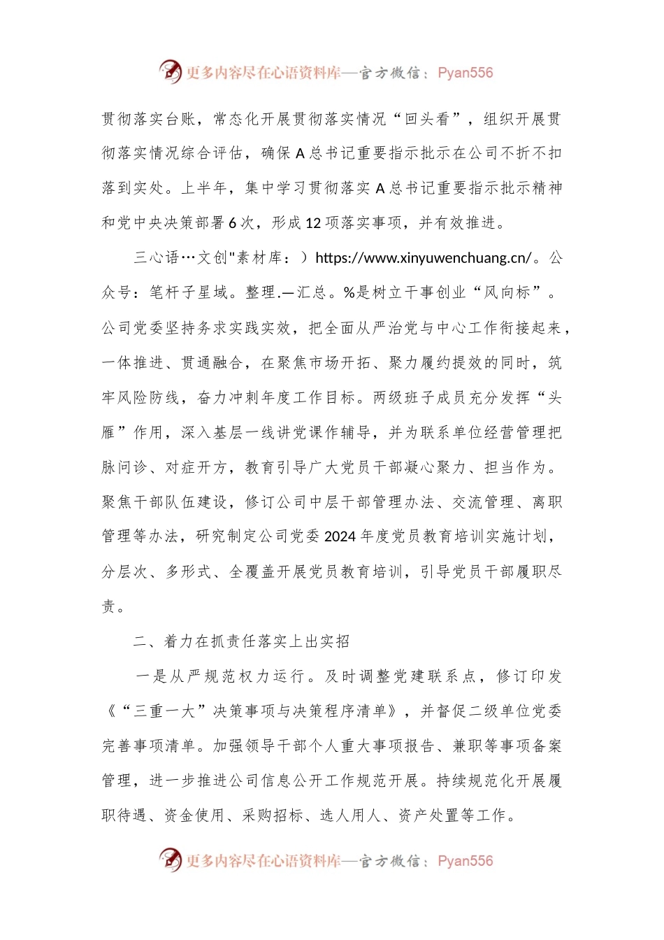 公司落实全面从严治党主体责任情况工作汇报.docx_第2页