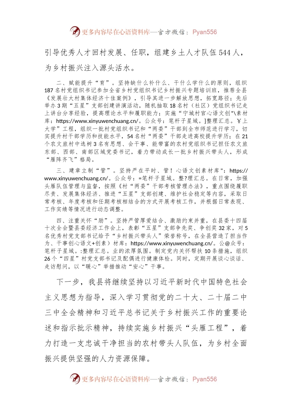 党建引领乡村振兴经验交流材料：坚持育强村级“头雁”，持续释放乡村振兴新动能.docx_第2页