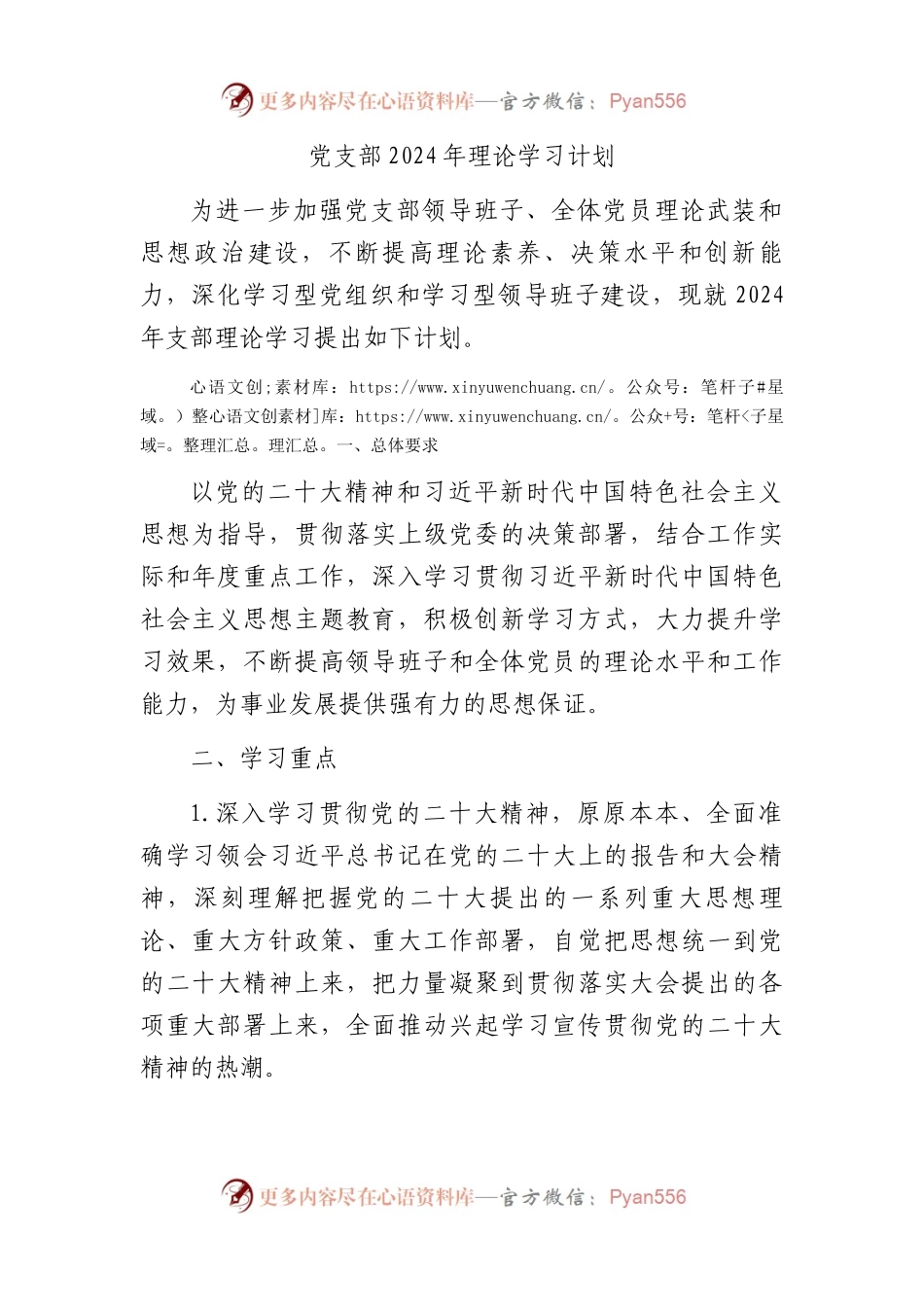 党支部2024年理论学习计划.docx_第1页