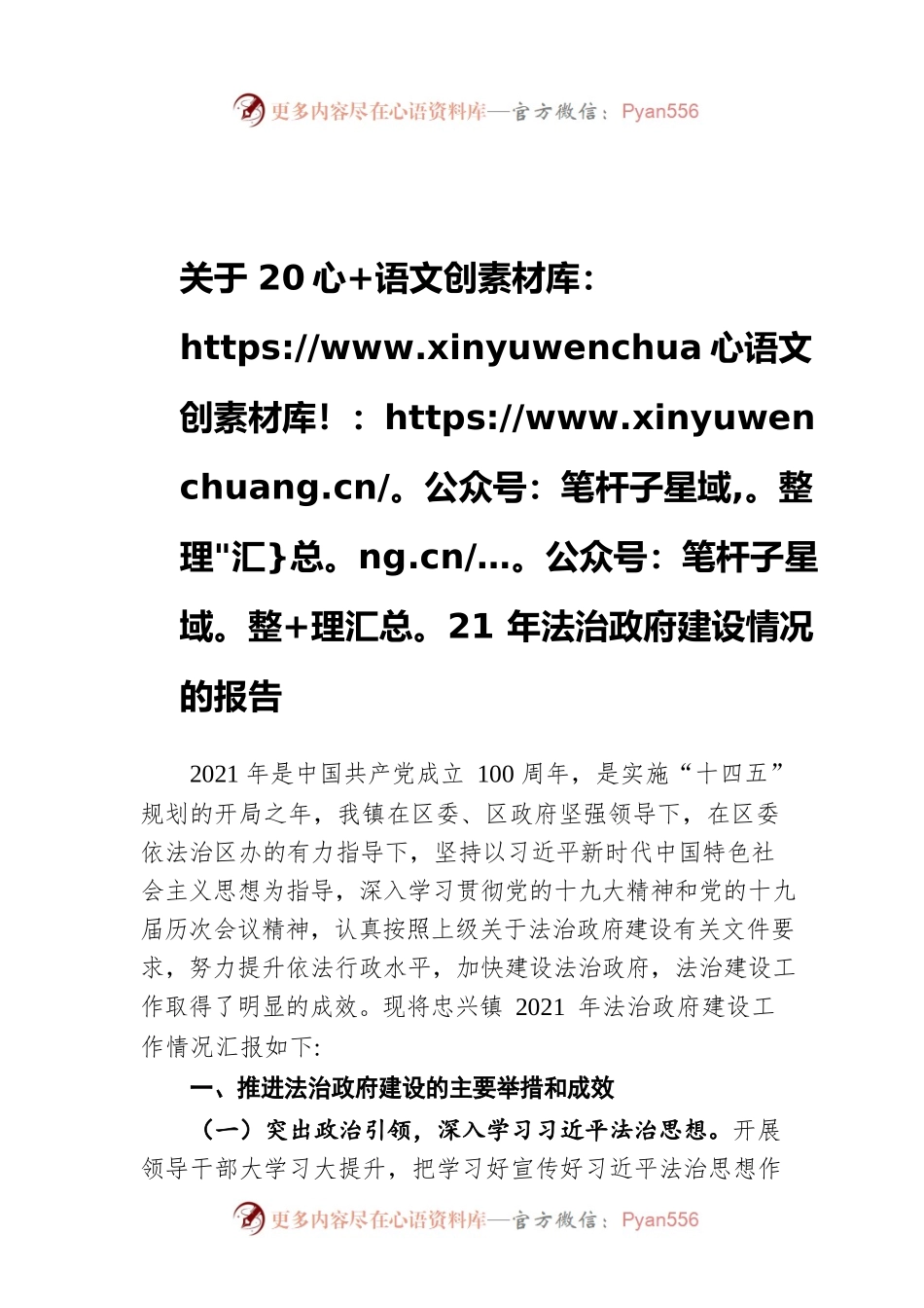 关于2021年法治政府建设情况的报告(20220224).docx_第1页