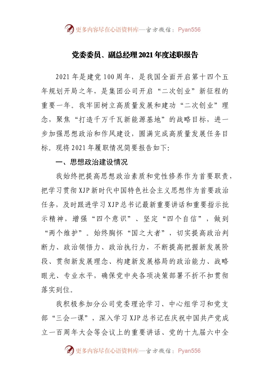 公司副职2021年度述职报告.docx_第1页
