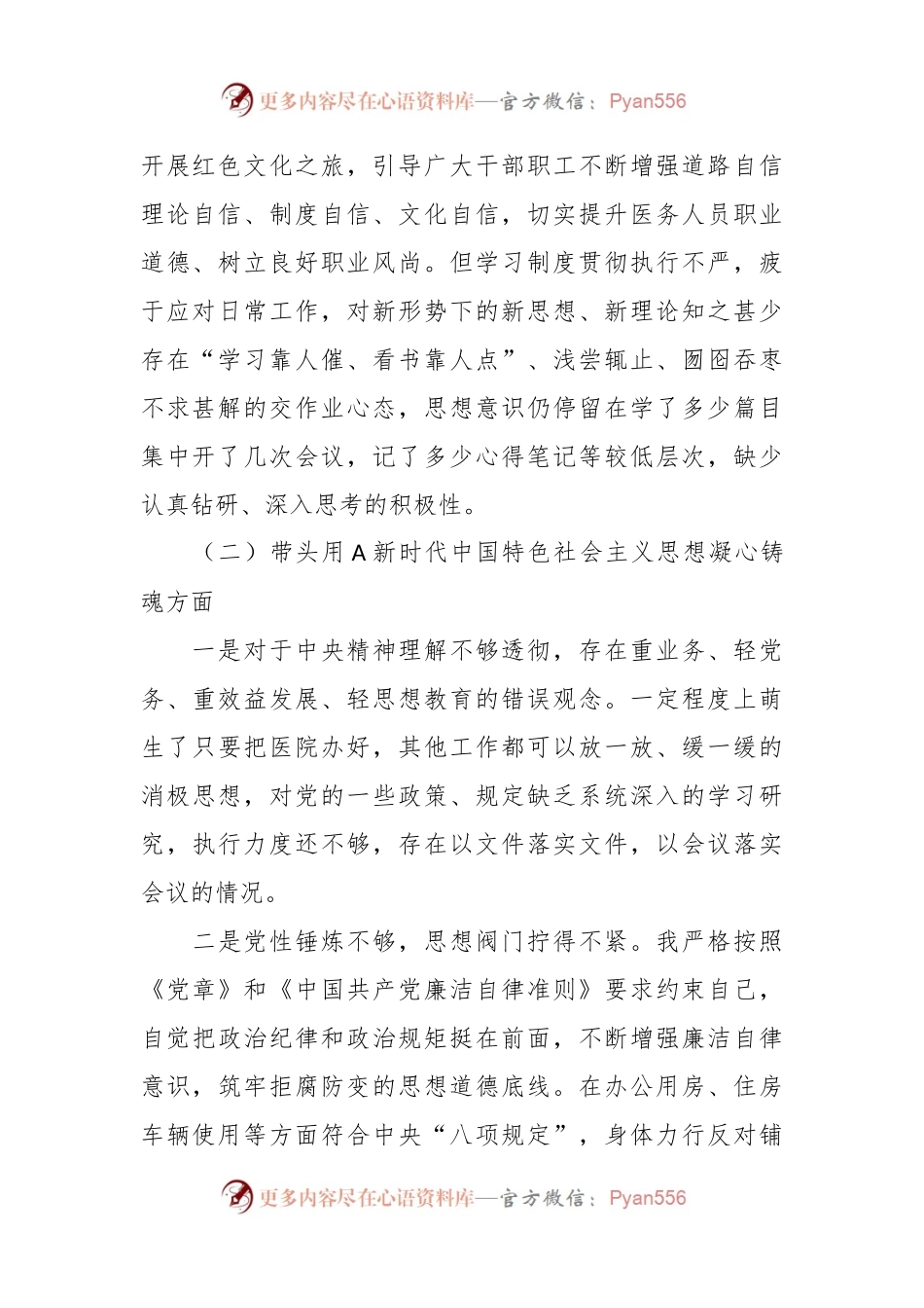 公立医院本年度民主生活会（六个带头）对照检查材料.docx_第2页