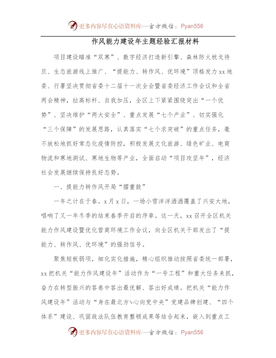作风能力建设年主题经验汇报材料.docx_第1页