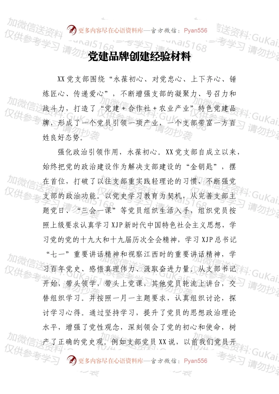 党建品牌创建经验材料.docx_第1页