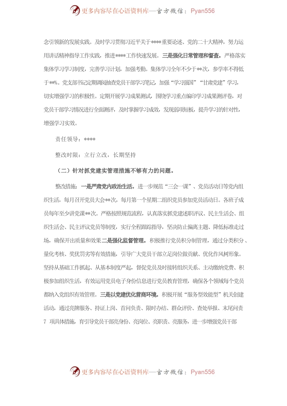 党支部抓基层党建述职点评问题整改方案.docx_第2页