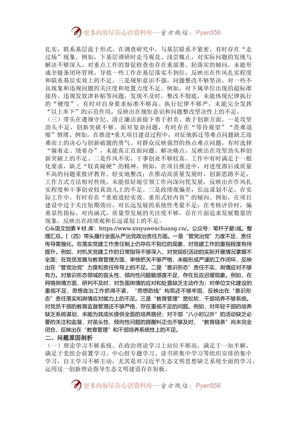 党员干部2024年度专题民主生活会、组织生活会对照检查材料（围绕“四个带头”）.docx_第2页