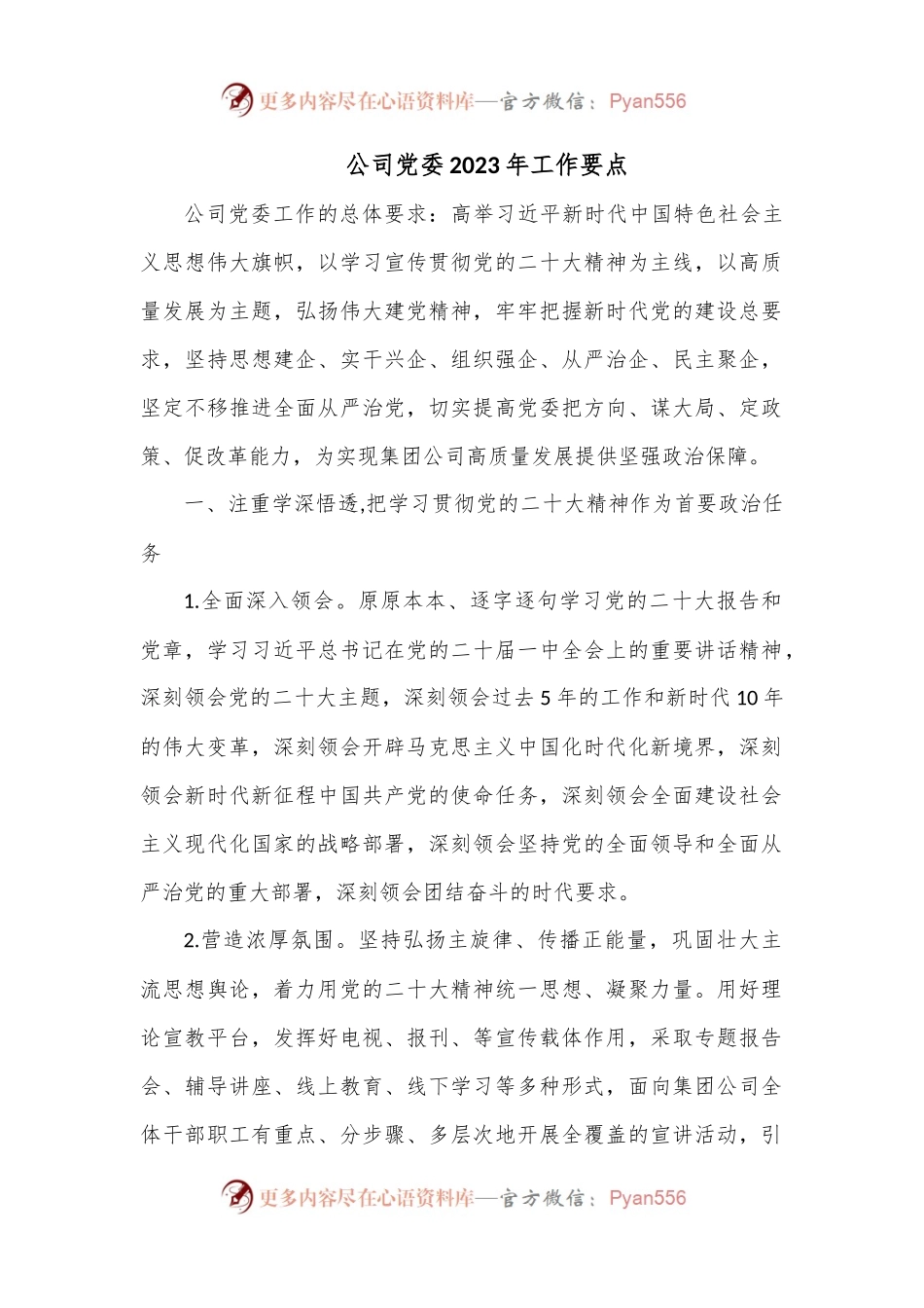 公司党委2023年工作要点.docx_第1页
