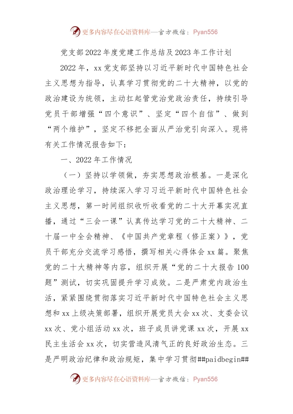 党支部年度党建工作总结及2023年工作计划.docx_第1页