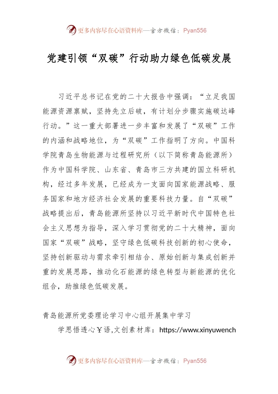 党建引领“双碳”行动  助力绿色低碳发展.docx_第1页