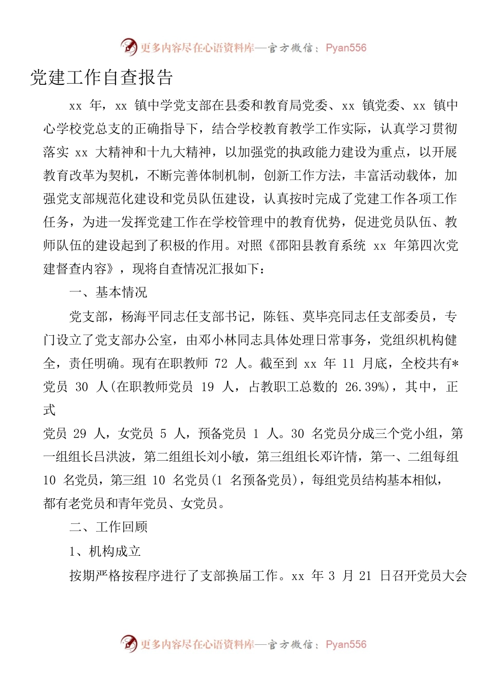 党建工作自查报告.docx_第1页