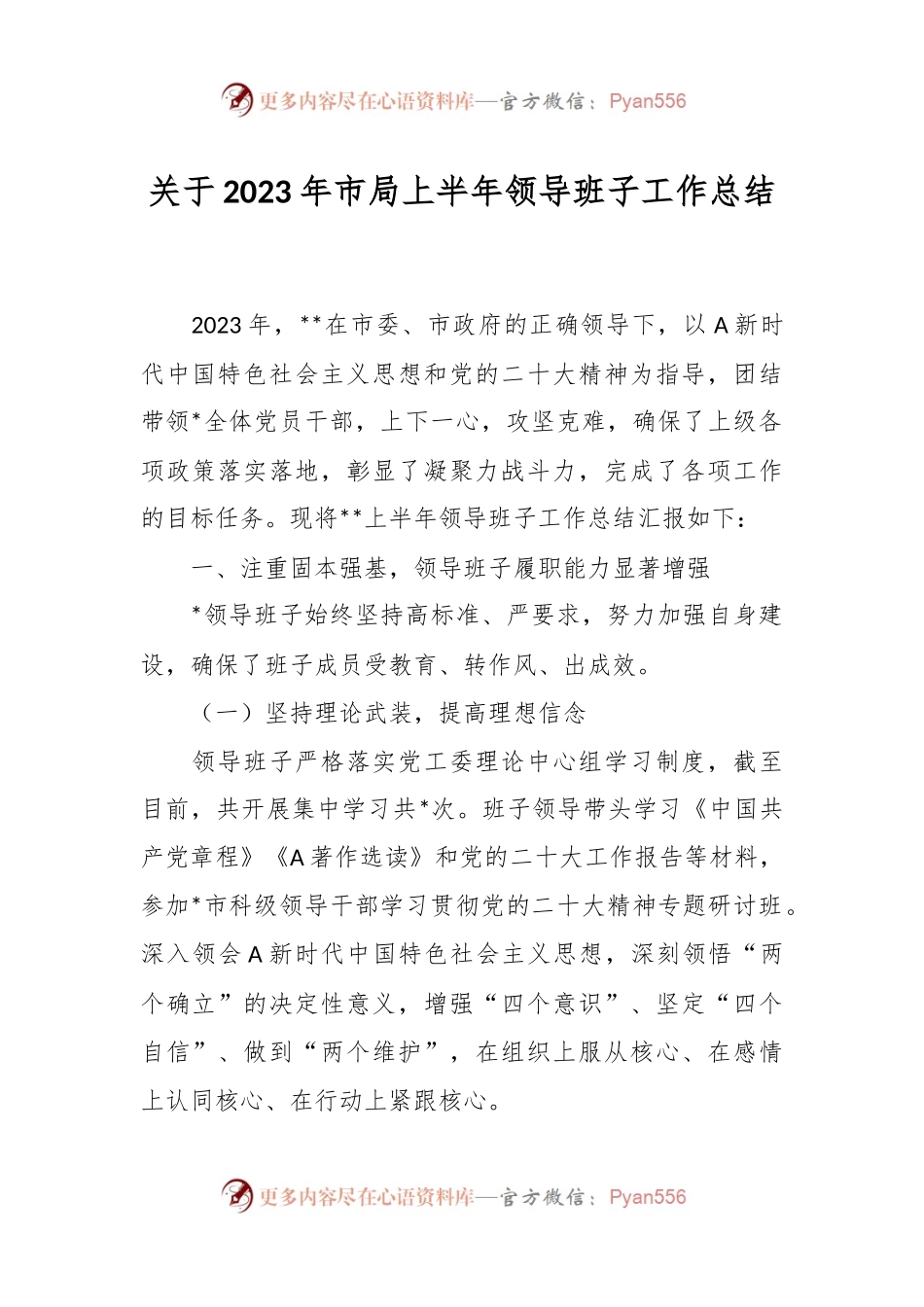 关于2023年市局上半年领导班子工作总结.docx_第1页