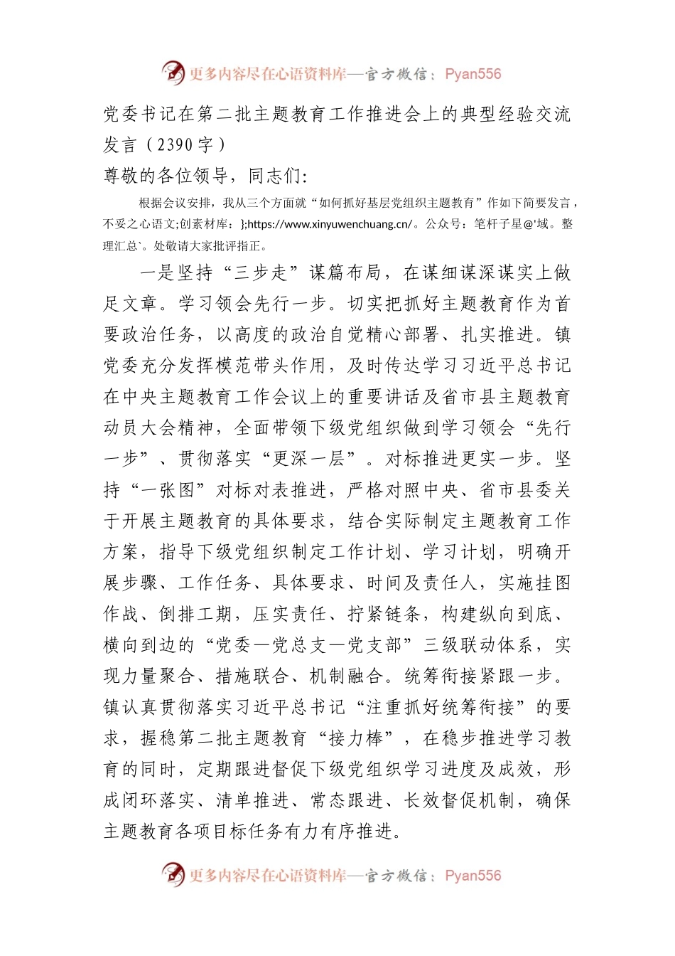 党委书记在第二批主题教育工作推进会上的典型经验交流发言.docx_第1页