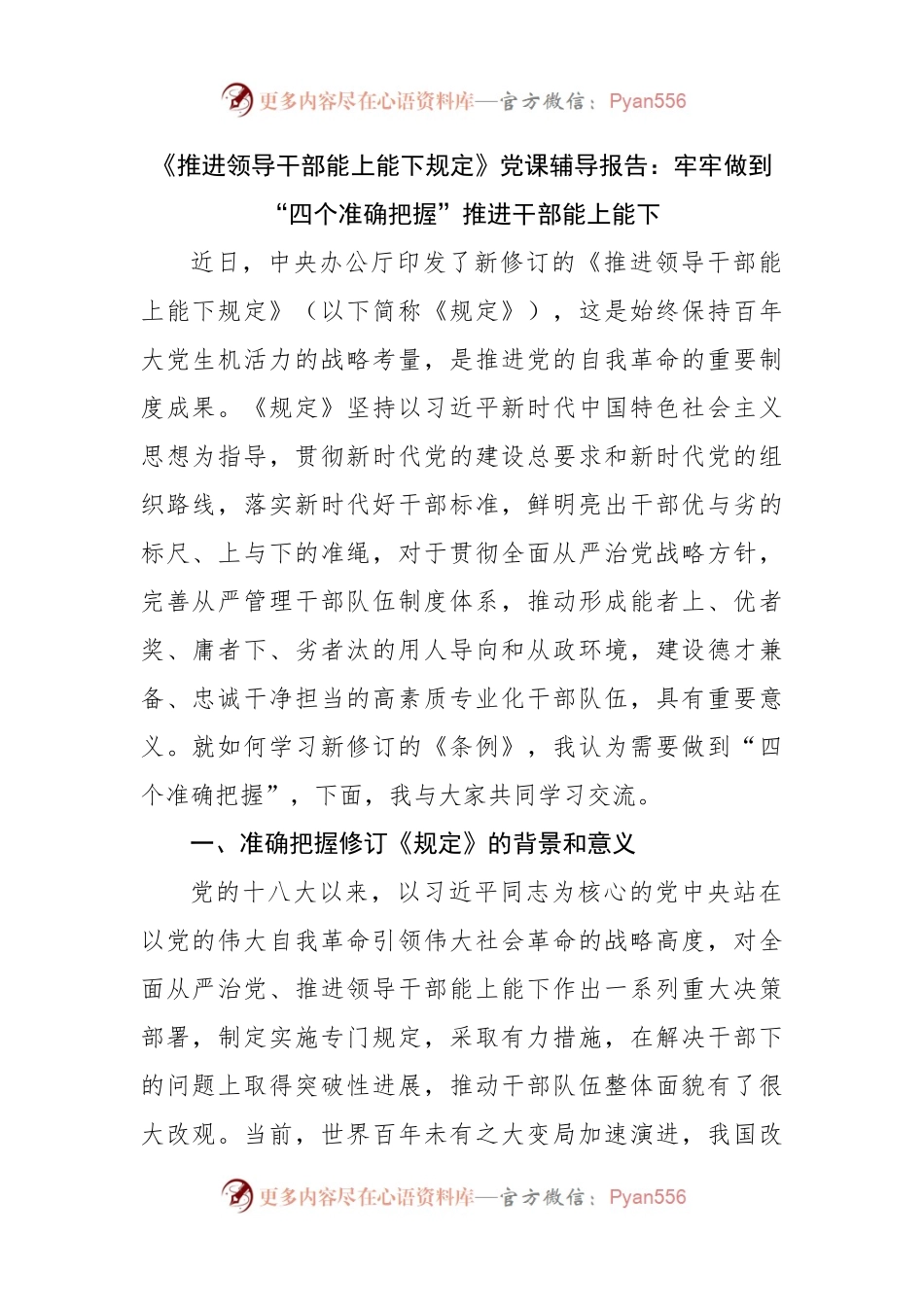 党课辅导报告：牢牢做到“四个准确把握”推进干部能上能下.docx_第1页