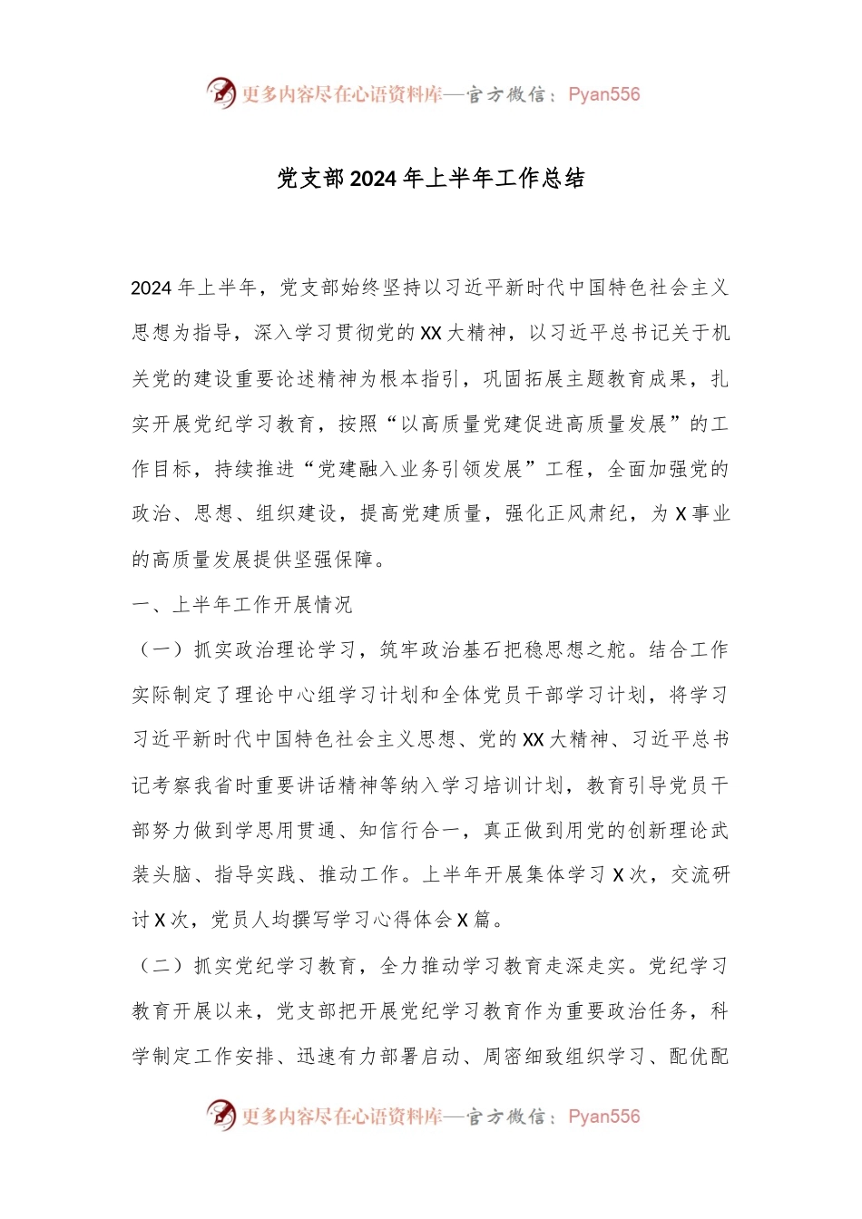 党支部2024年上半年工作总结.docx_第1页
