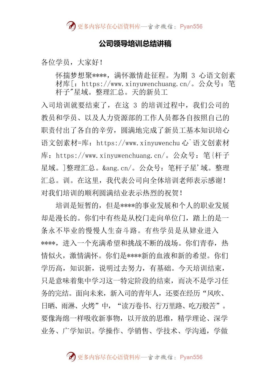 公司领导培训总结讲稿.docx_第1页