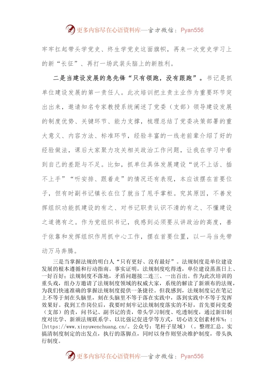 党组织书记培训总结发言材料——带好一队人，撑起一片天，做新时代党的好代表.docx_第2页