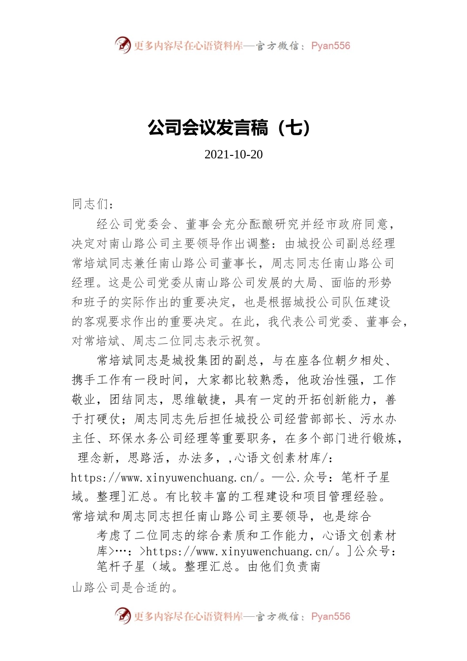公司会议发言稿（七）.docx_第1页