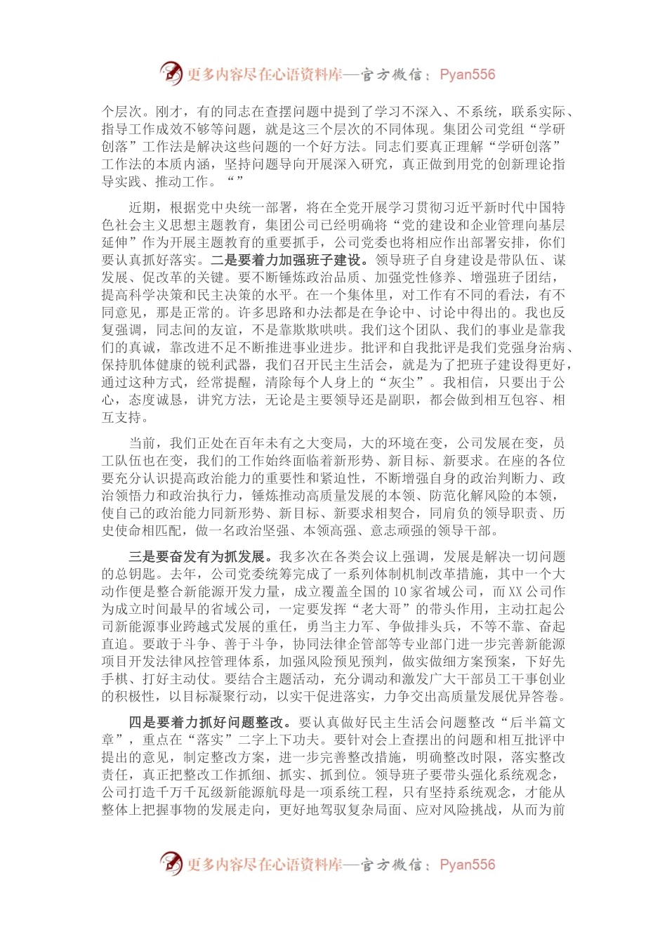公司2022年度党员领导干部民主生活会上的讲话.docx_第2页