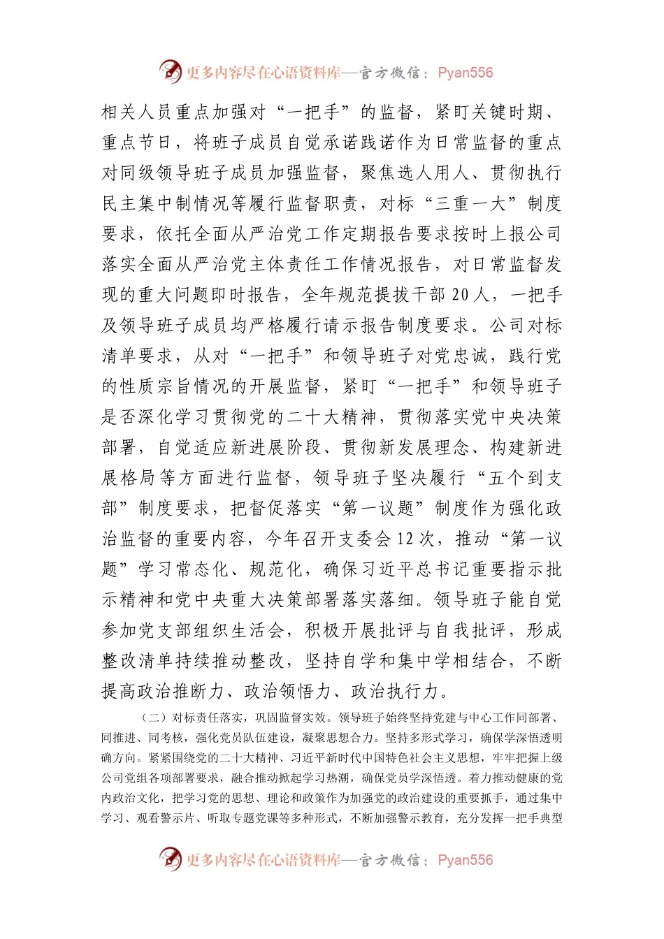 关于2023年度落实“一把手”和领导班子监督情况汇报.docx_第2页