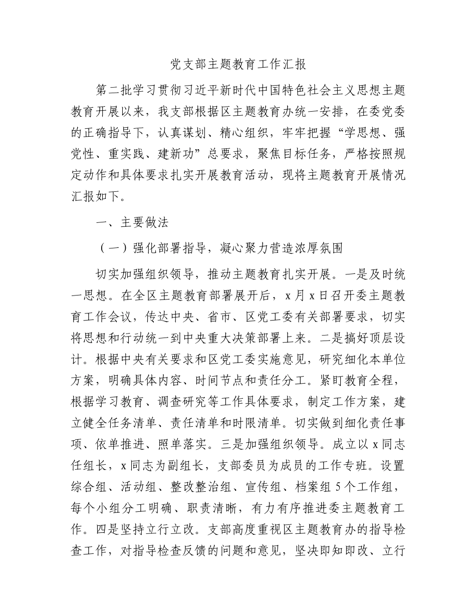 党支部主题教育工作总结汇报.docx_第1页