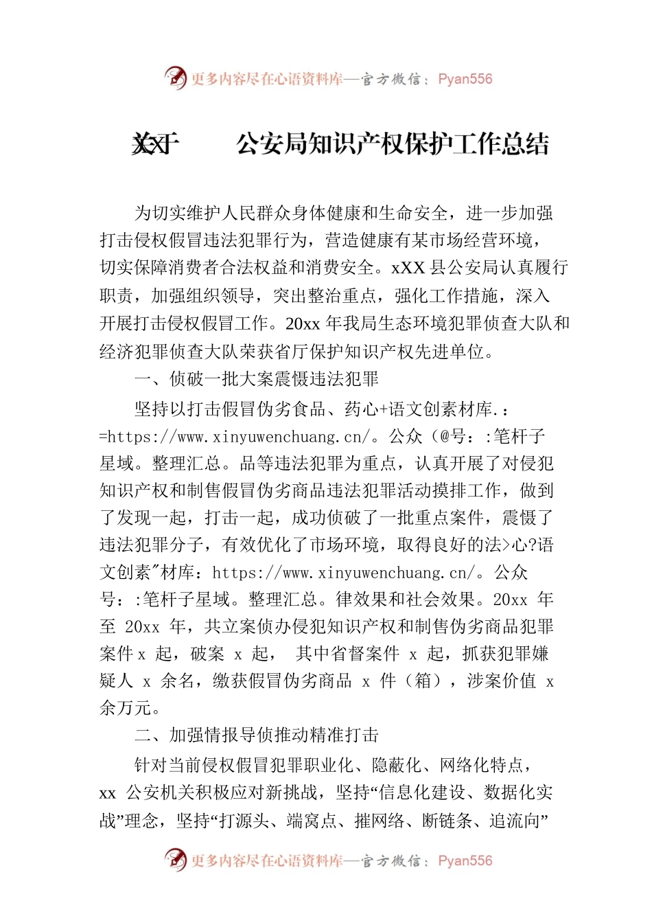 关于XX公安局知识产权保护工作总结.docx_第1页