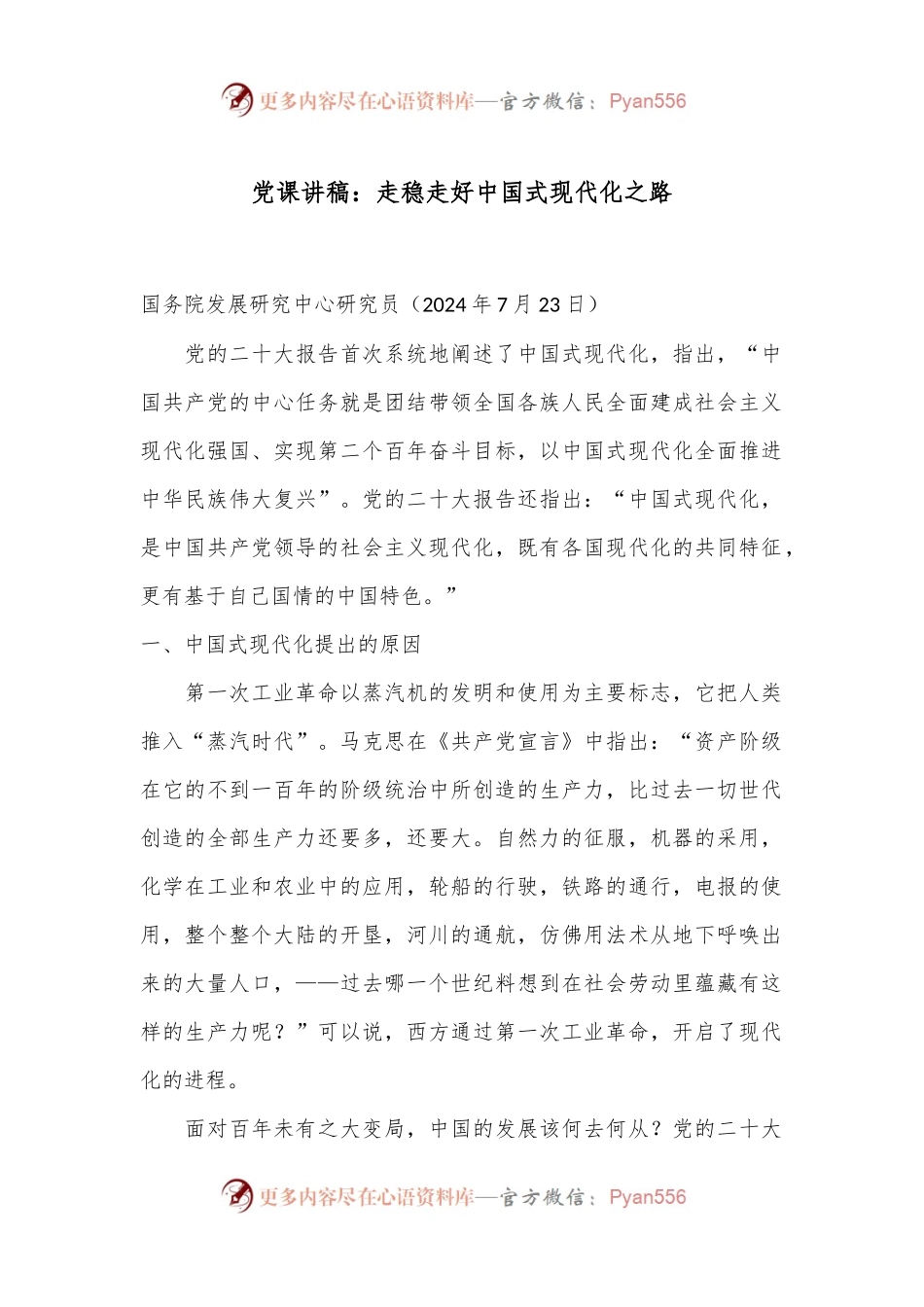 党课讲稿：走稳走好中国式现代化之路.docx_第1页