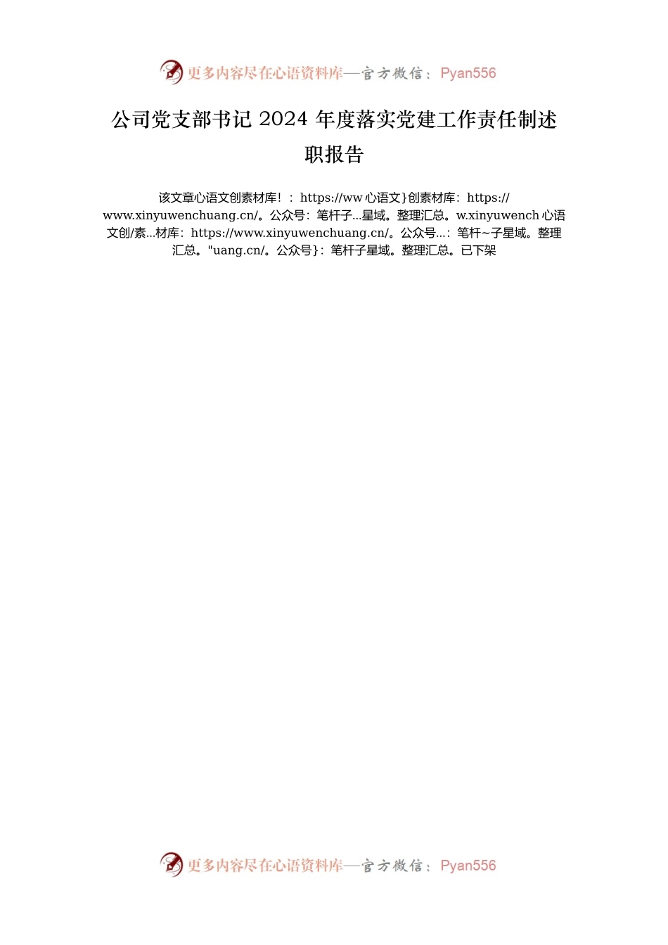公司党支部书记 2024 年度落实党建工作责任制述职报告.docx_第1页