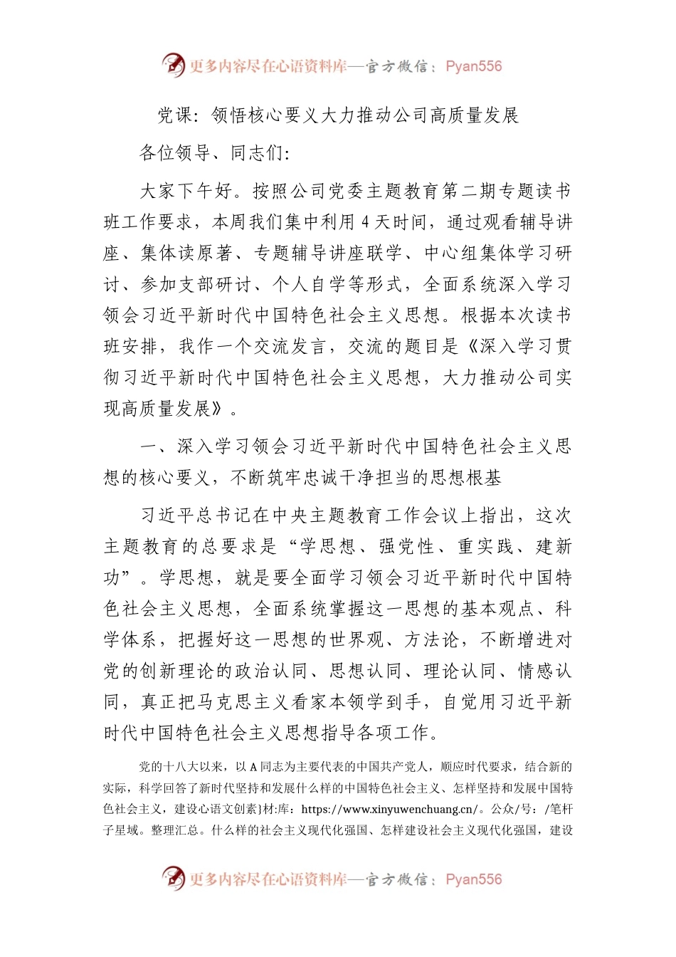 党课：领悟主题教育核心要义   大力推动公司高质量发展.docx_第1页