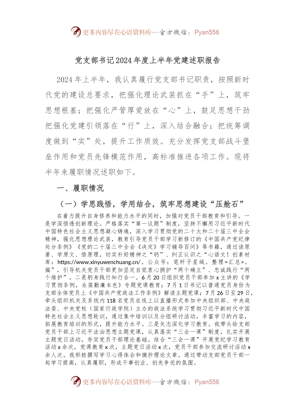 党支部书记2024年度上半年党建述职报告.docx_第1页