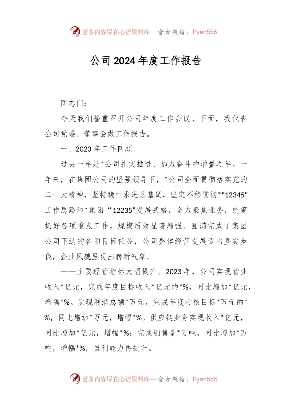 公司2024年度工作报告.docx_第1页