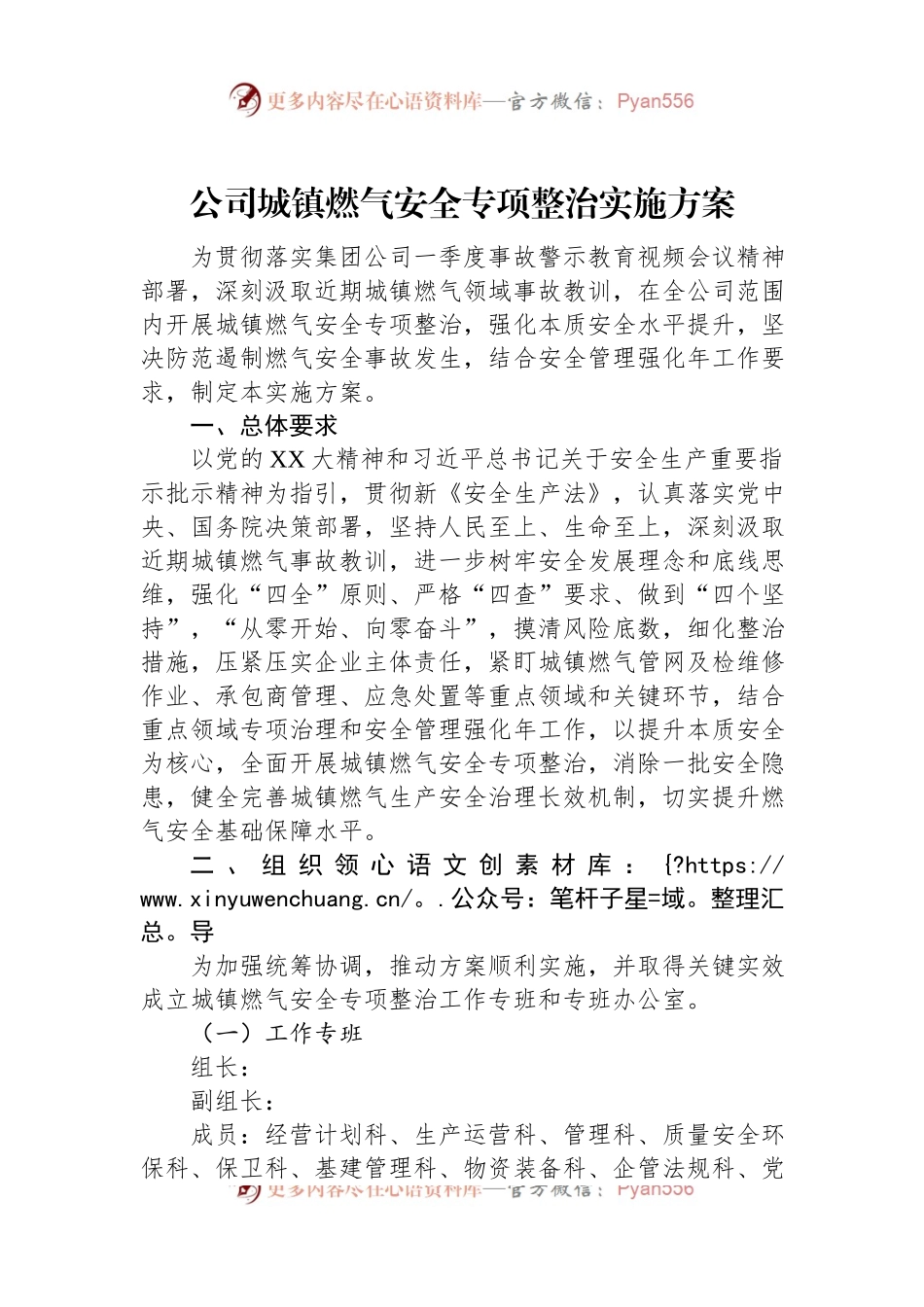 公司城镇燃气安全专项整治实施方案.docx_第1页