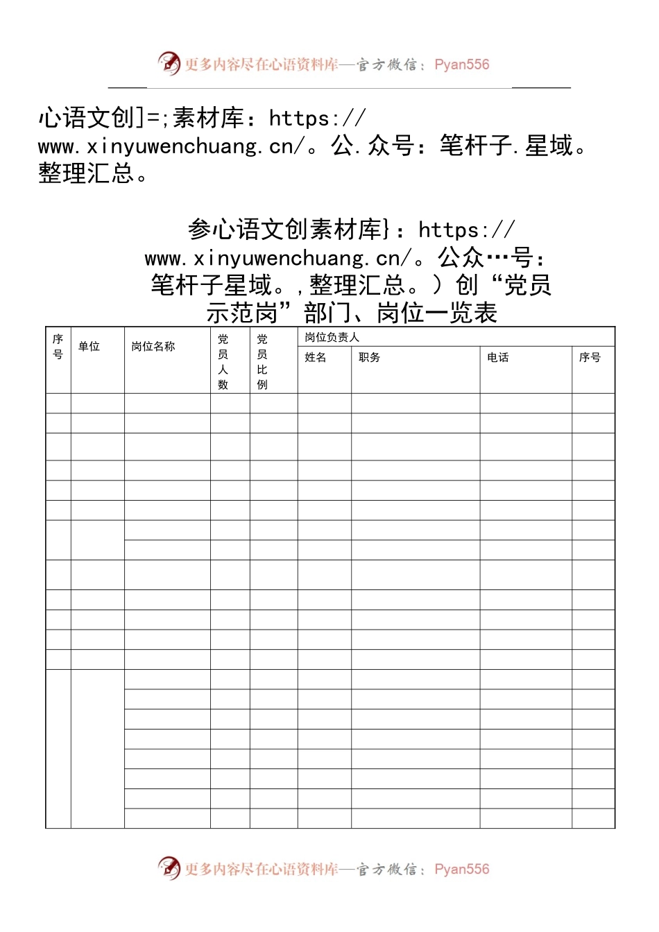 党员示范岗部门、岗位一览表.docx_第1页