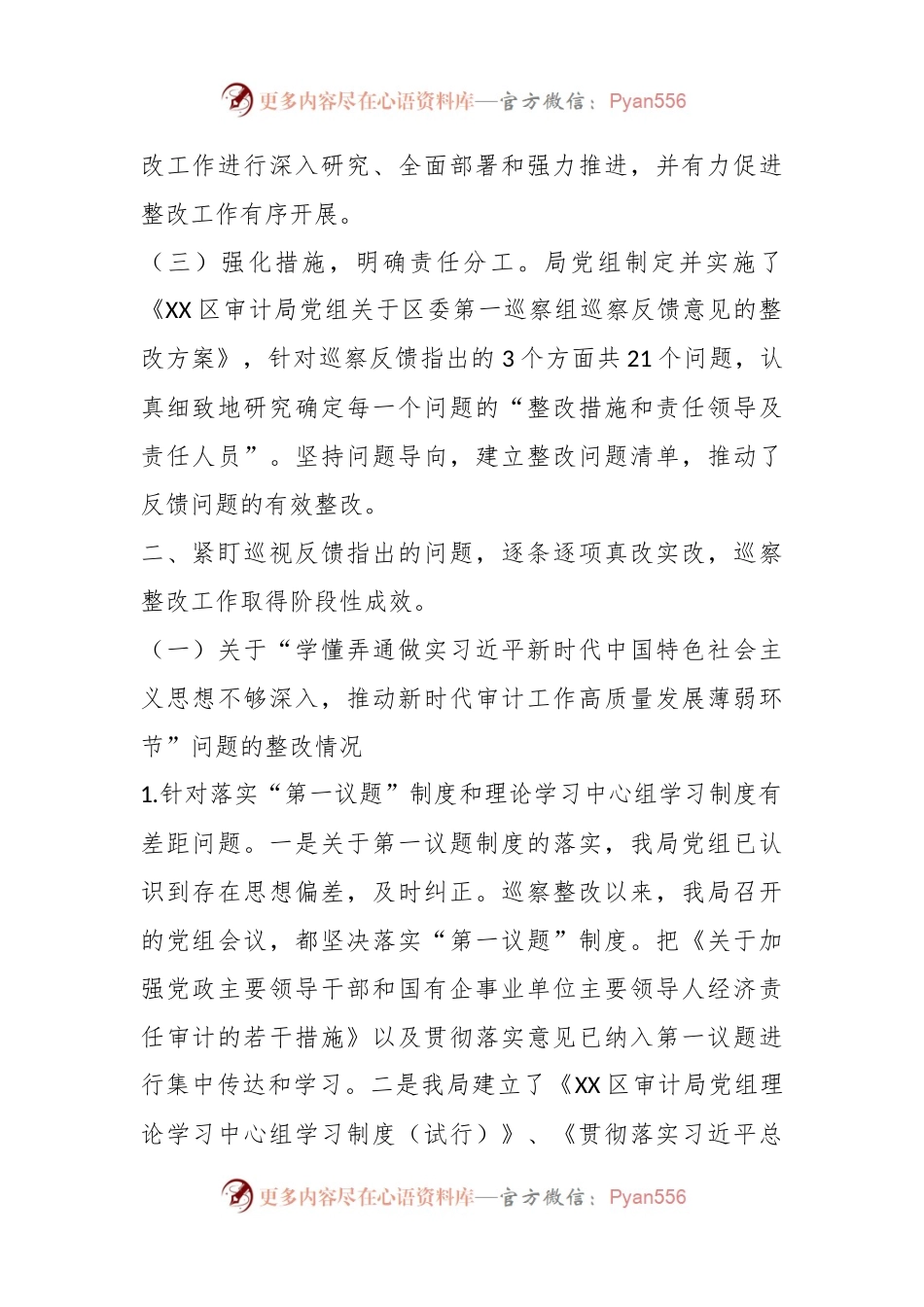 关于XX区审计局党组关于巡察整改阶段性进展情况的报告.docx_第2页