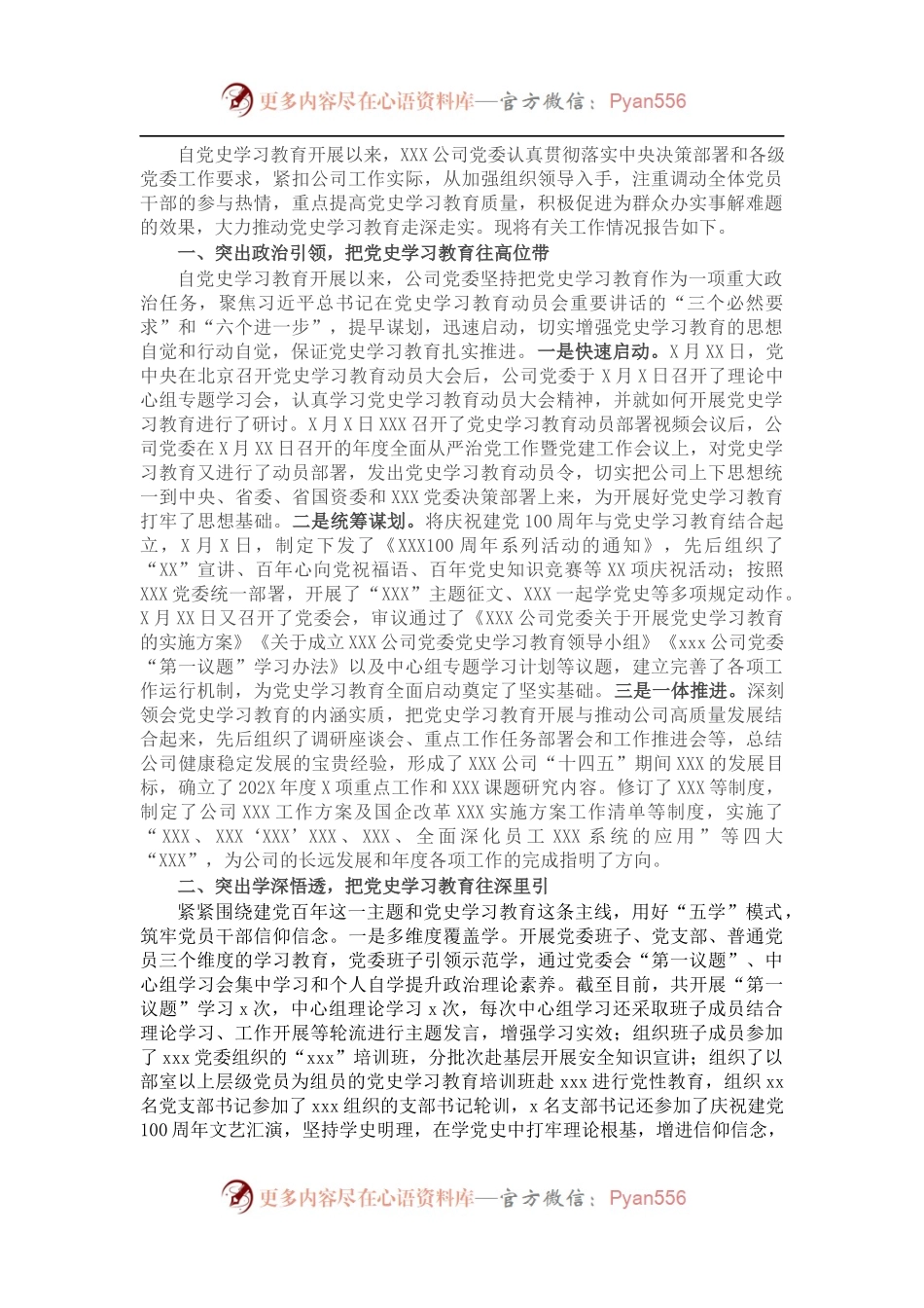 公司党史学习教育工作总结（二）.docx_第1页