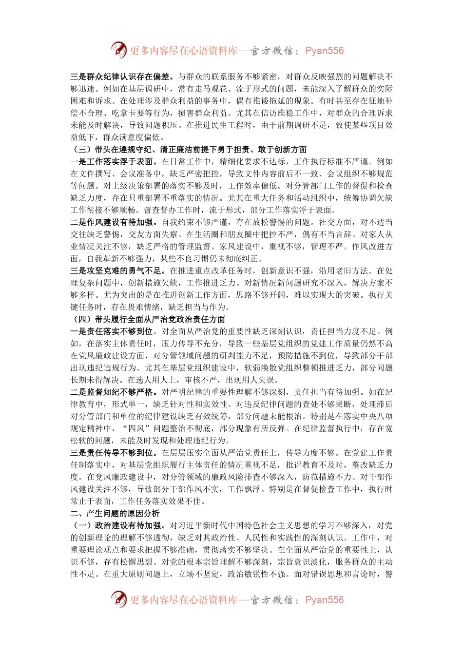 党委副书记2024年度民主生活会个人对照检查材料.docx_第2页