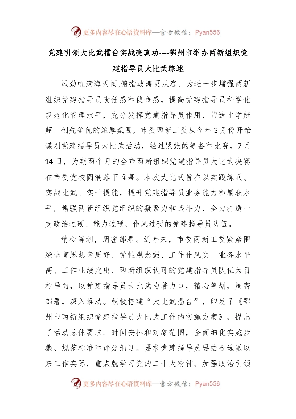 党建引领大比武 擂台实战亮真功----鄂州市举办两新组织党建指导员大比武综述.docx_第1页