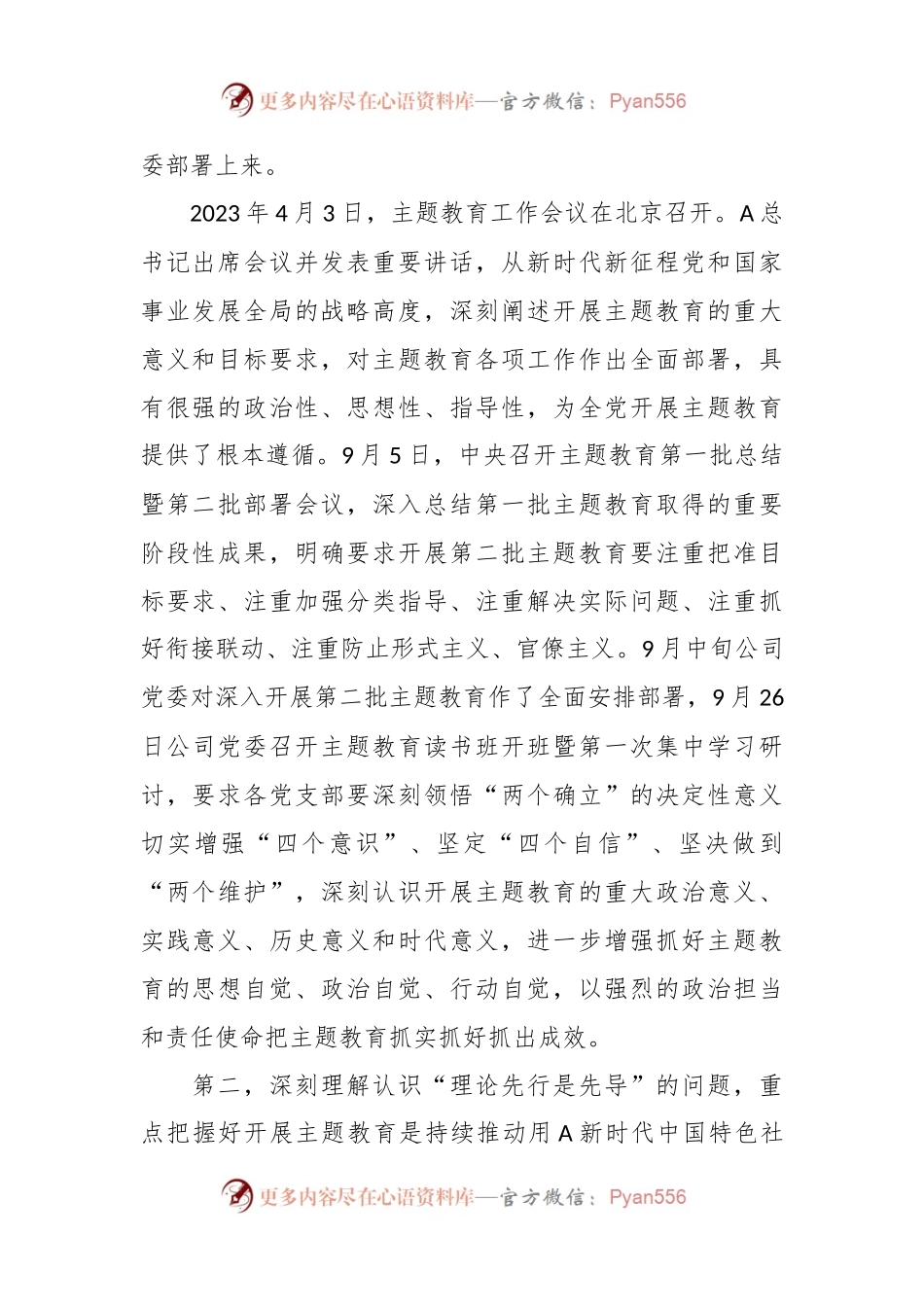 公司主题教育专题党课辅导：深刻理解认识四个问题  推动主题教育走深走实.docx_第2页