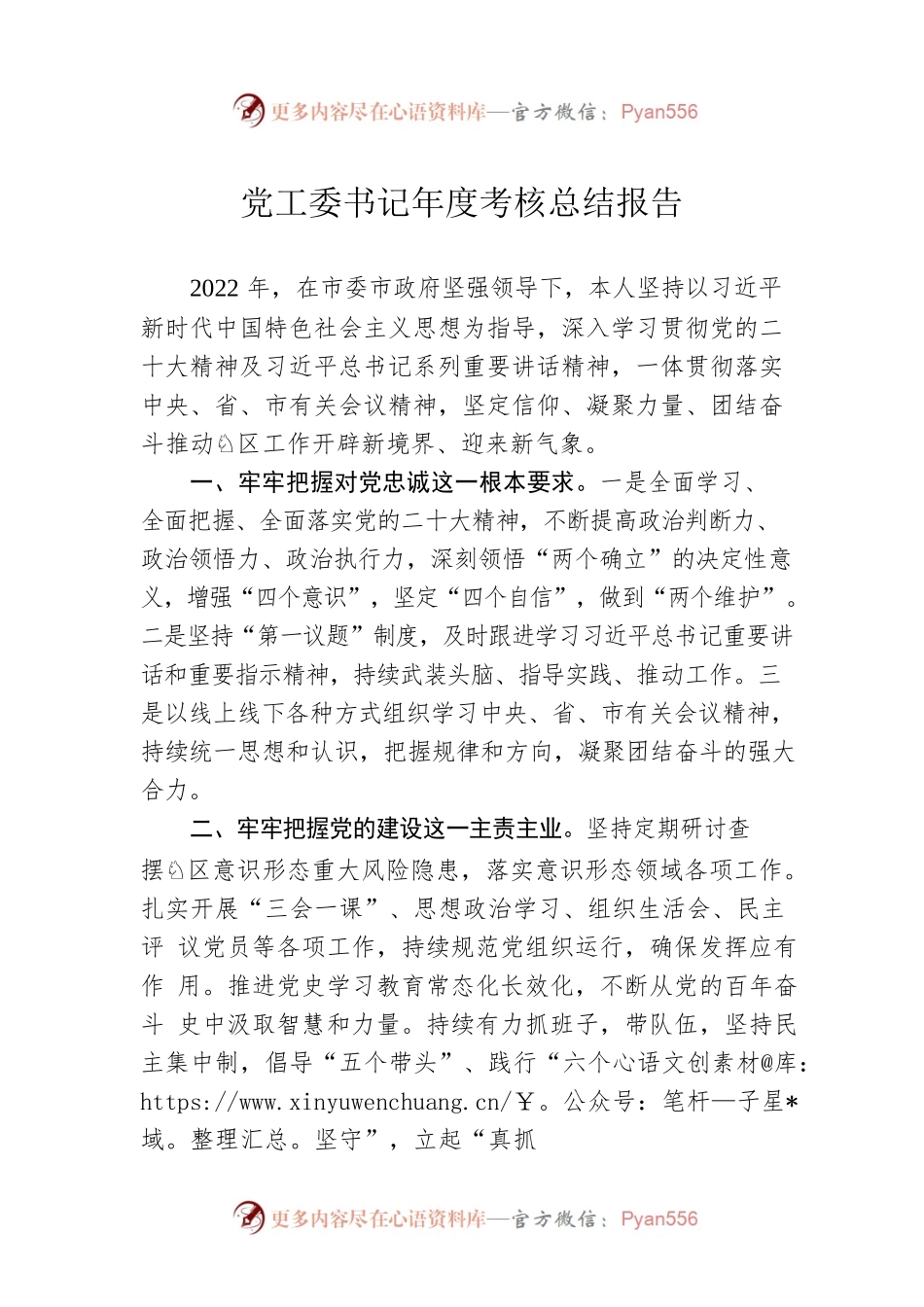 党工委书记年度考核总结报告.docx_第1页