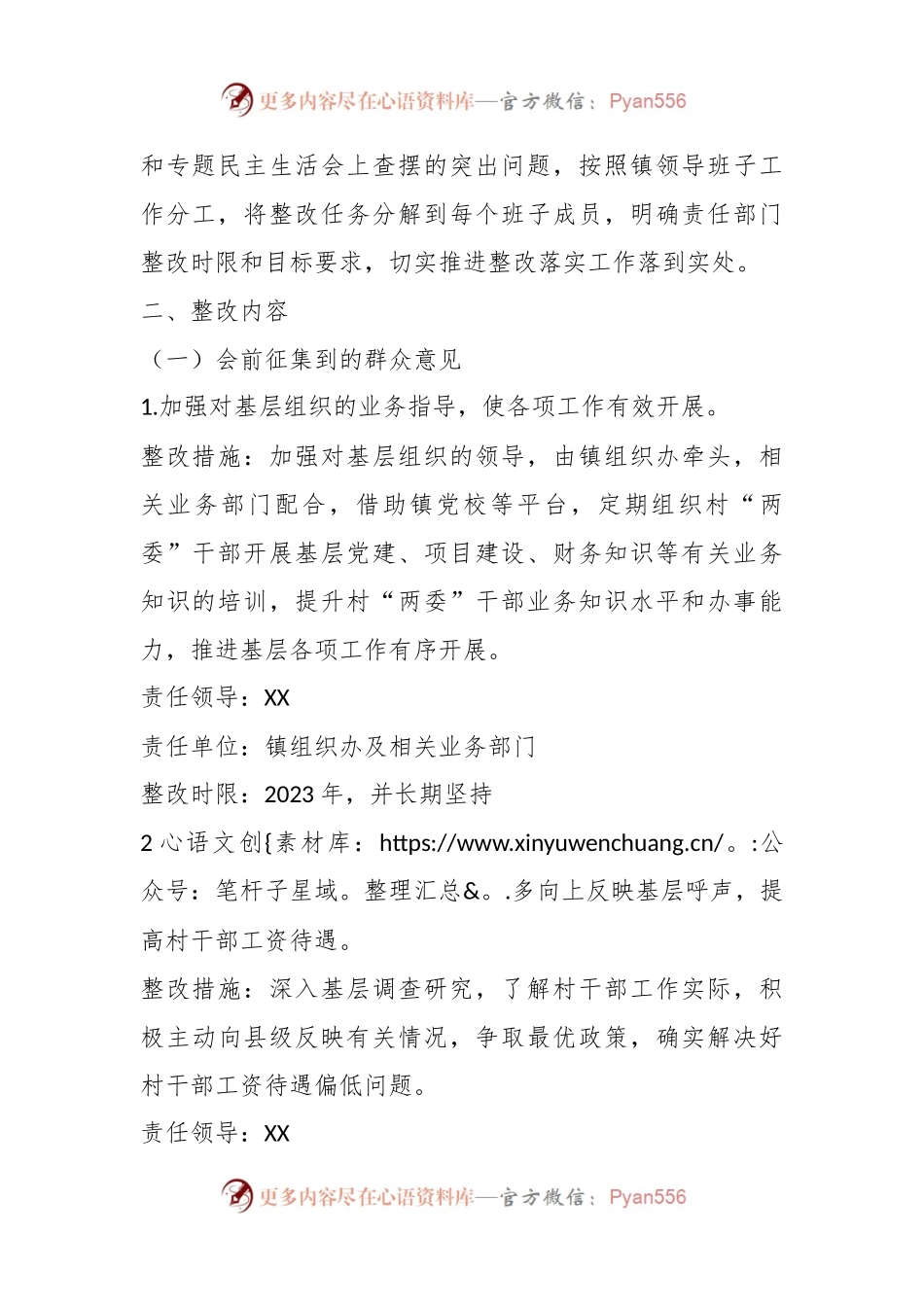 党员领导干部上年度民主生活会查摆问题整改方案.docx_第2页