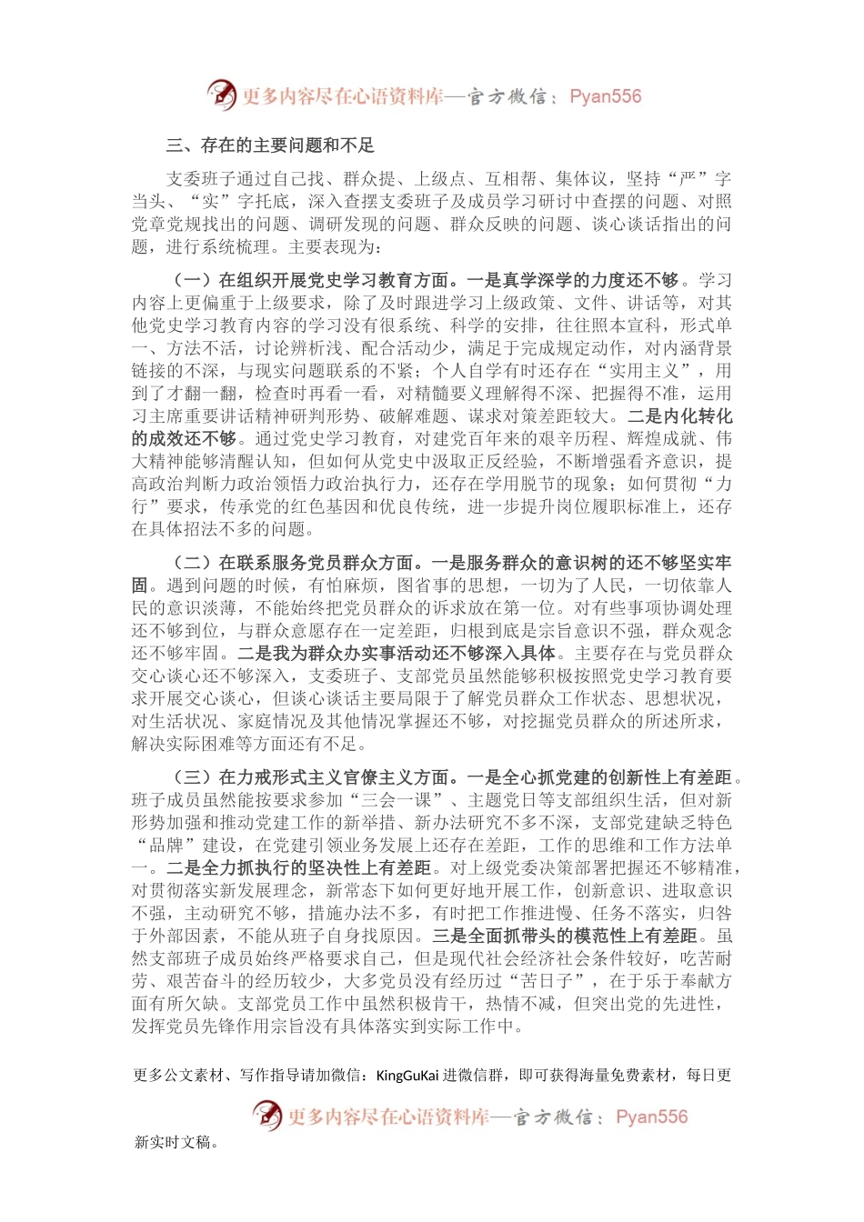 党史学习教育专题组织生活会班子剖析检查材料.docx_第2页