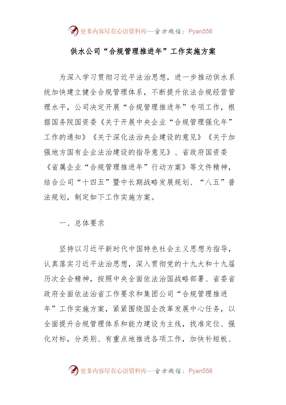 供水公司“合规管理推进年”工作实施方案.docx_第1页