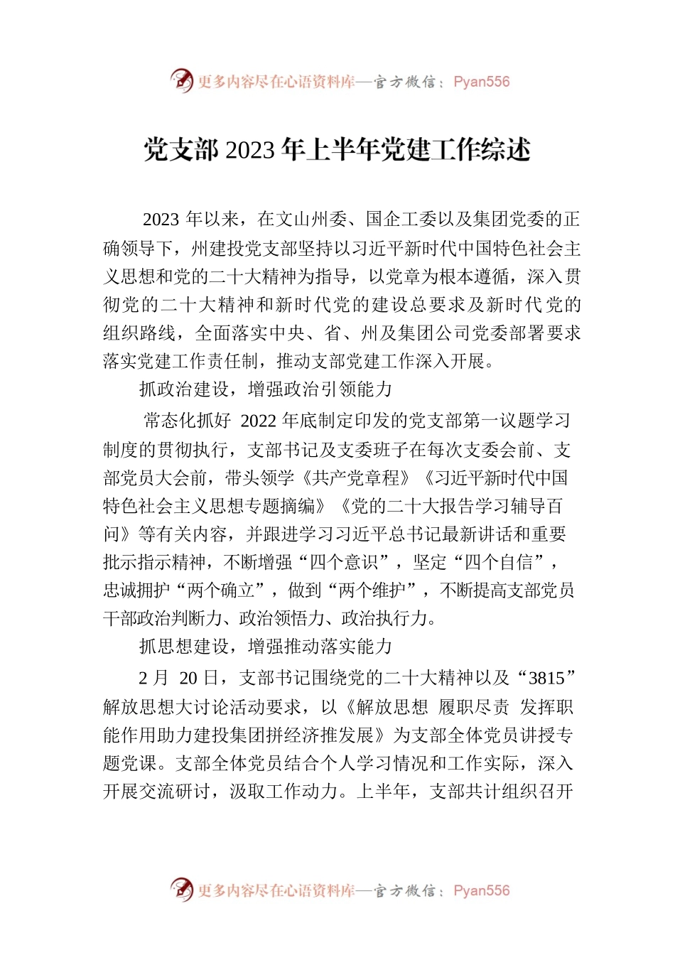 党支部2023年上半年党建工作综述(20230706).docx_第1页
