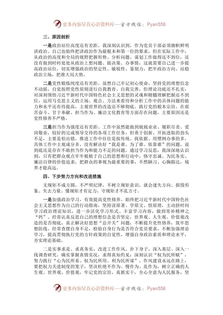 党员干部“严守纪律规矩，加强作风建设”组织生活会对照检查材料.docx_第2页