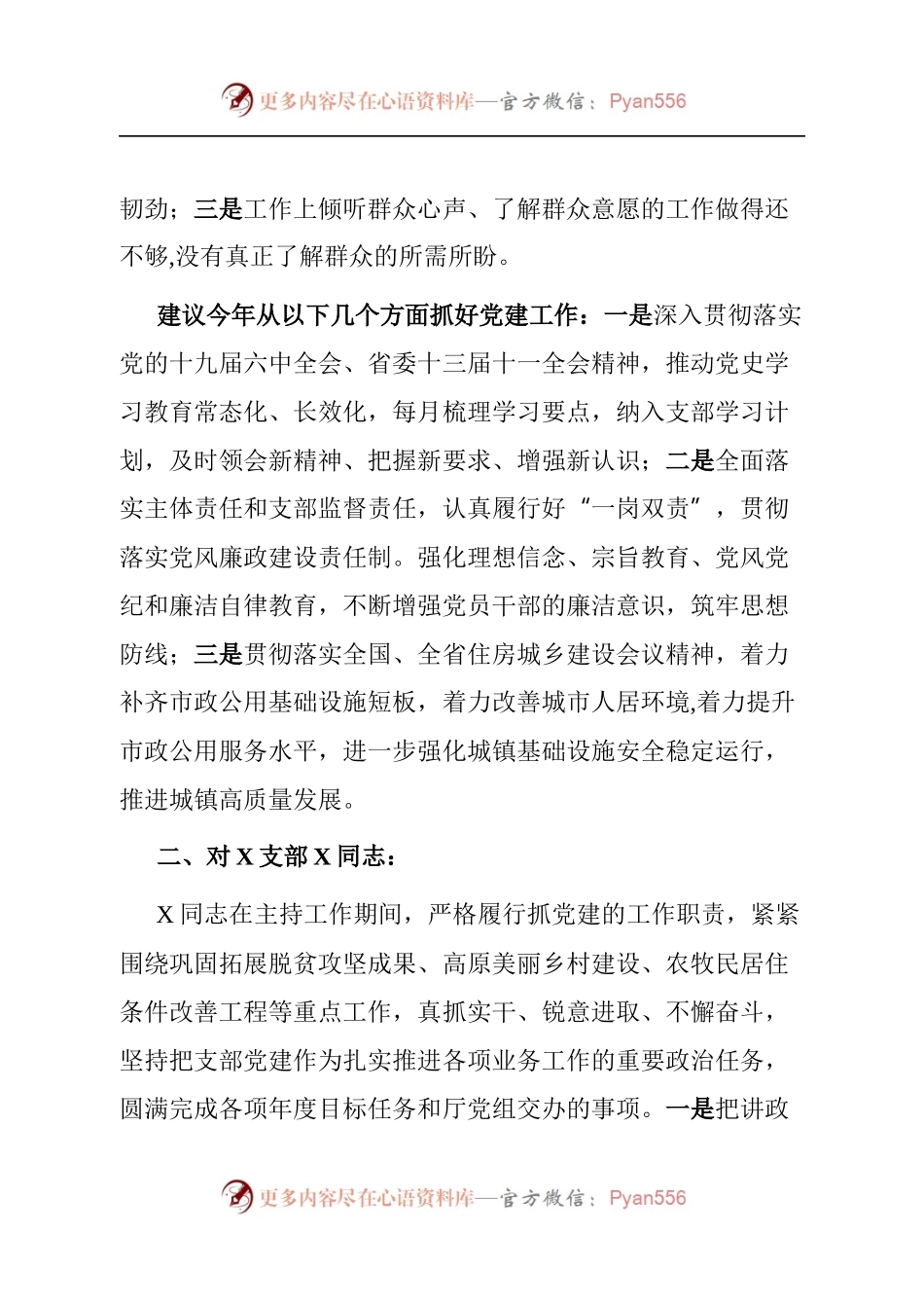党员领导干部讲评分管党支部书记点评材料.docx_第2页