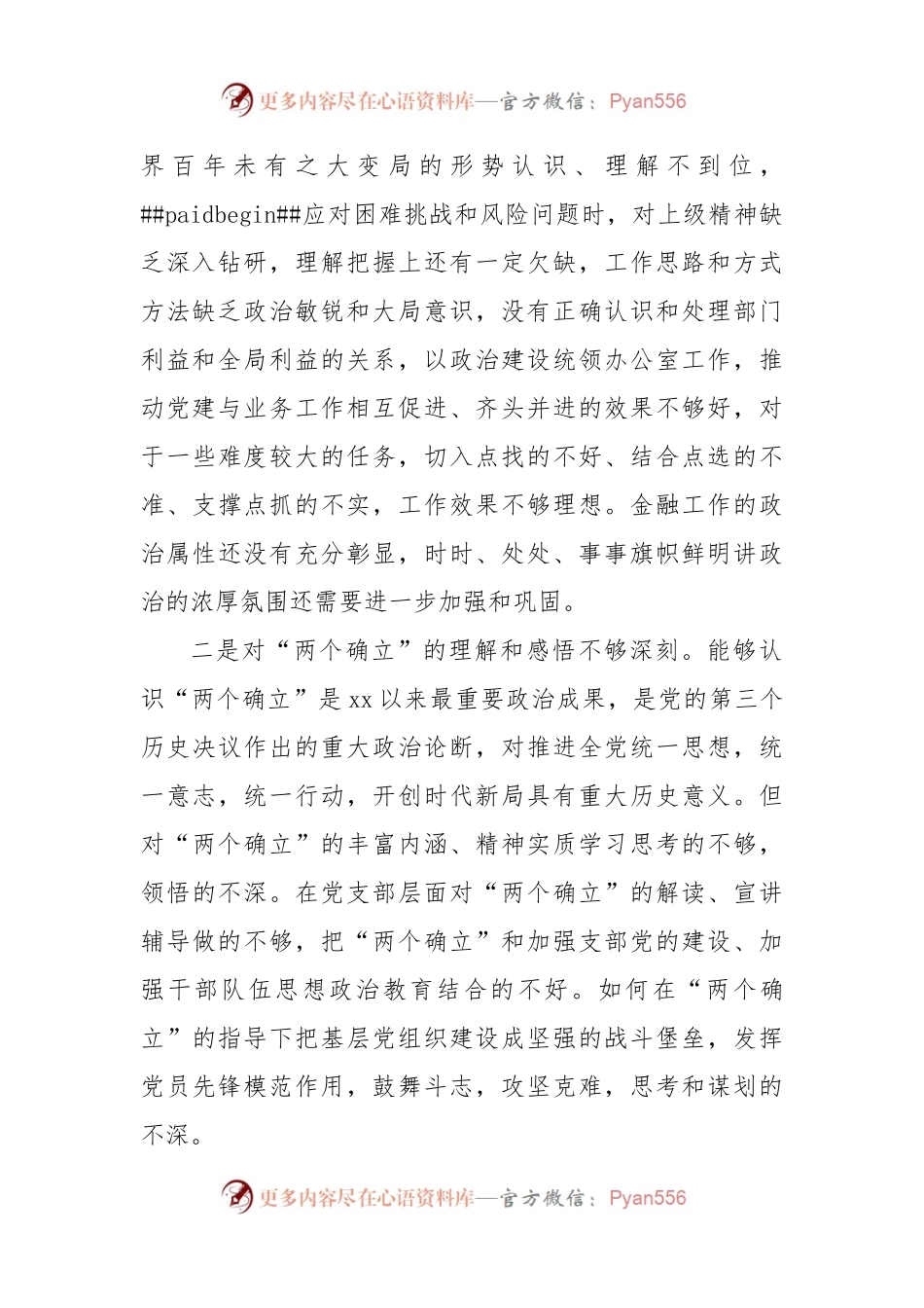 党支部班子2022年度组织生活会对照检查材料.docx_第2页