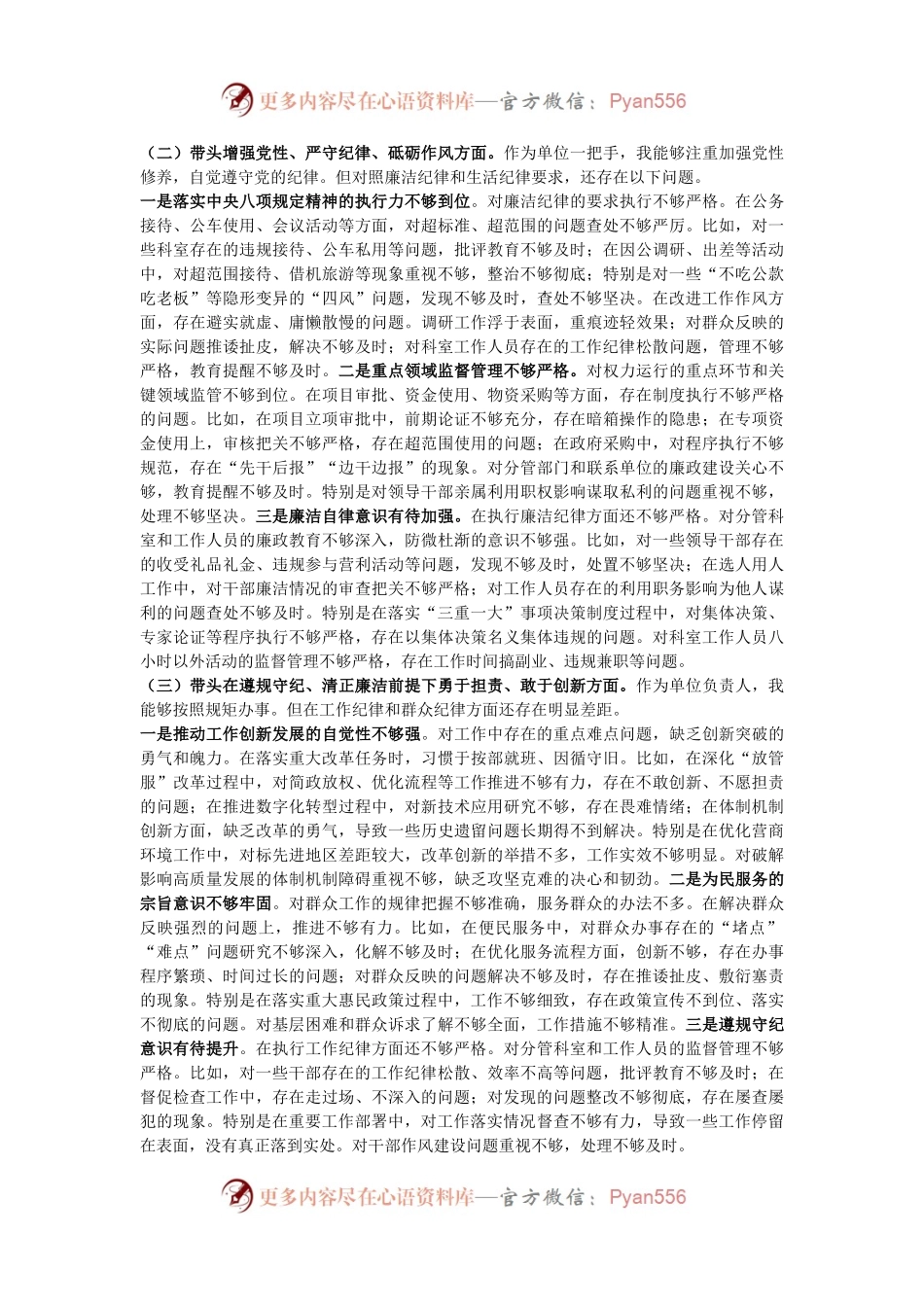 党员领导干部2024年度民主生活会个人对照检查材料（四个带头）.docx_第2页