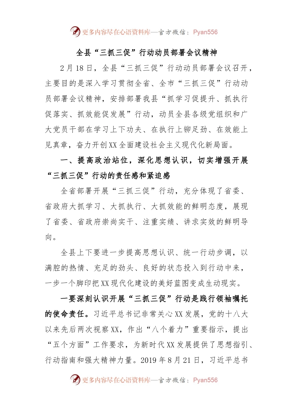 全县“三抓三促”行动动员部署会议精神.docx_第1页