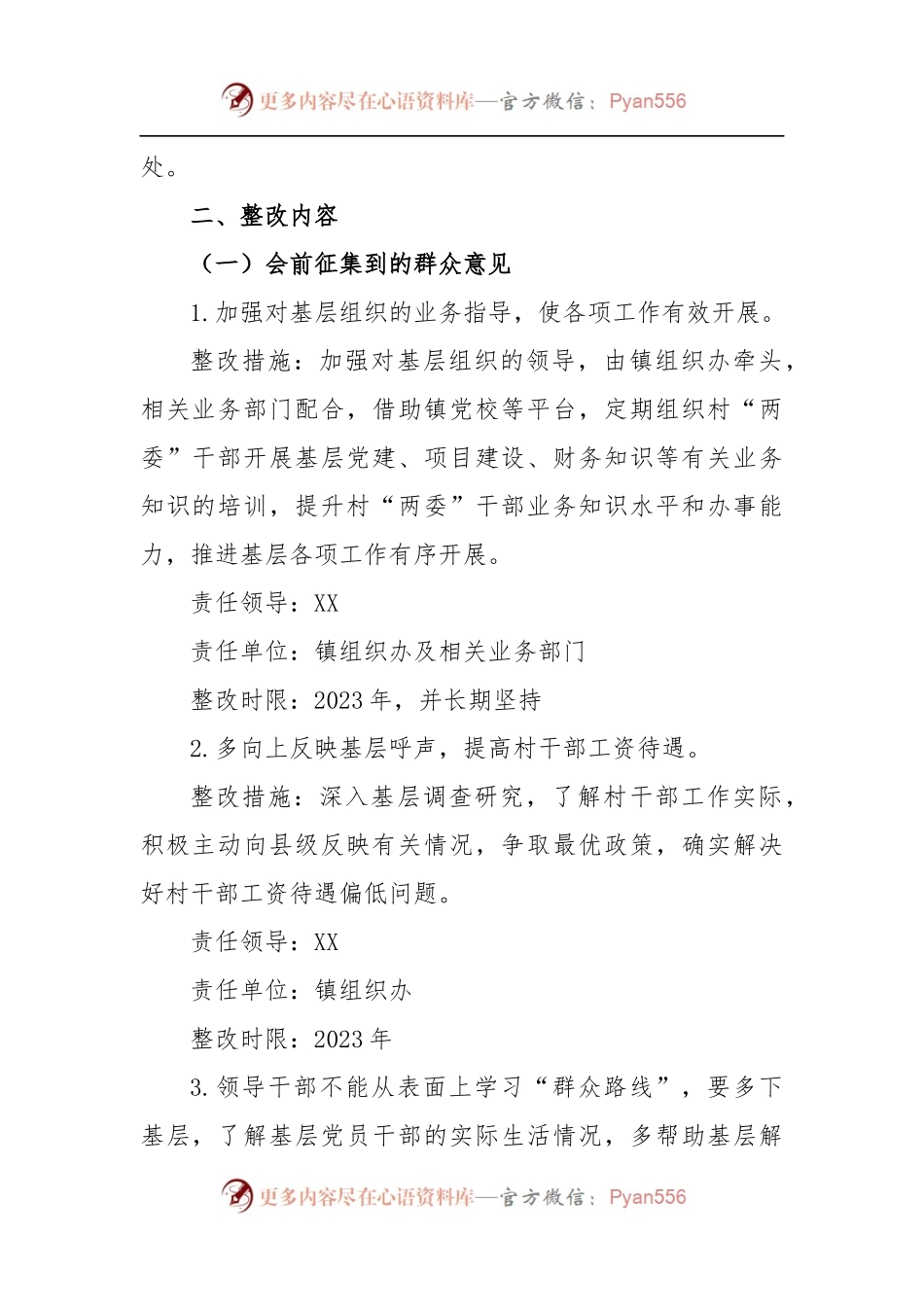 党员领导干部2022年度民主生活会查摆问题整改方案.docx_第2页