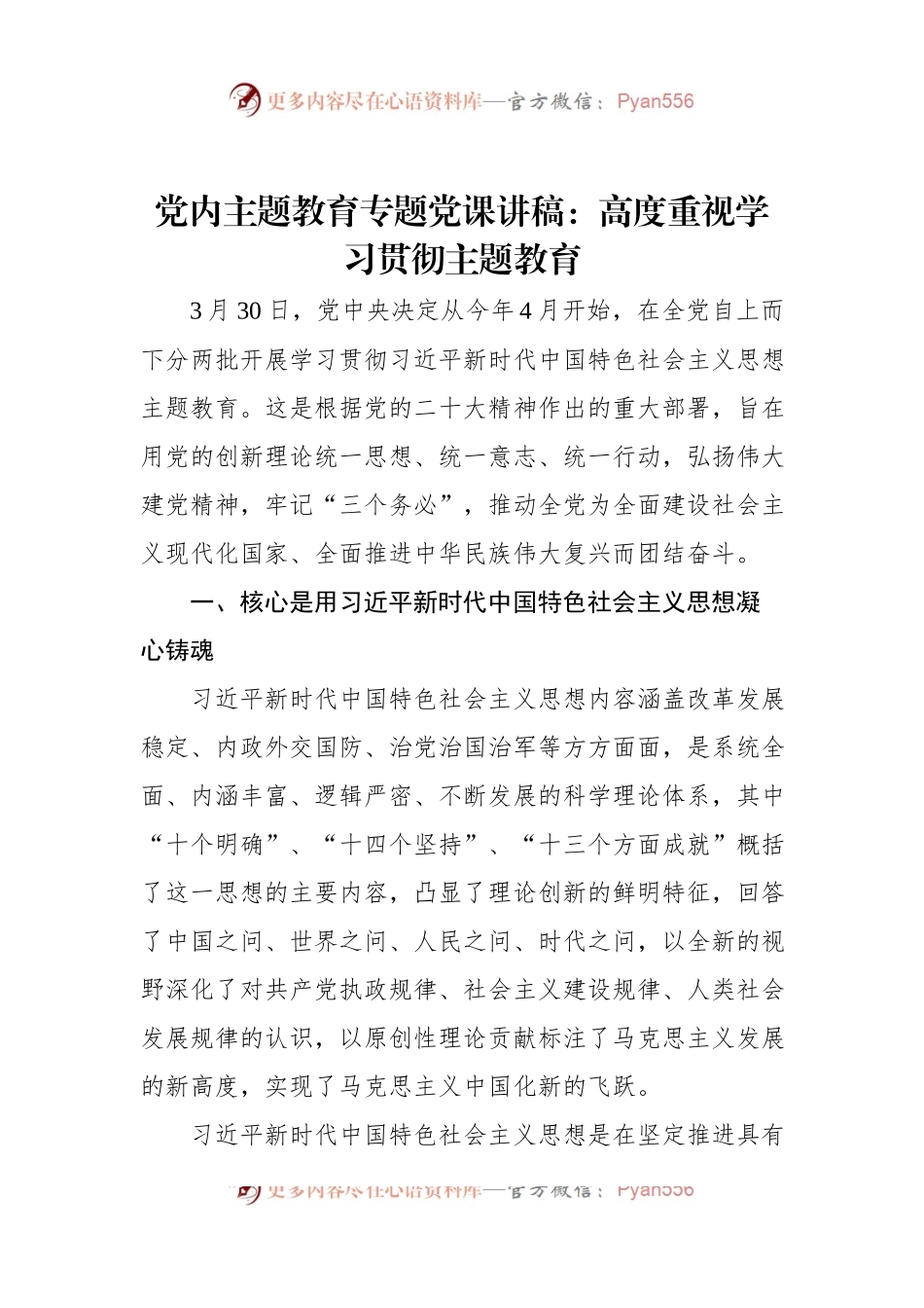 党内主题教育专题党课讲稿：高度重视学习贯彻主题教育.docx_第1页