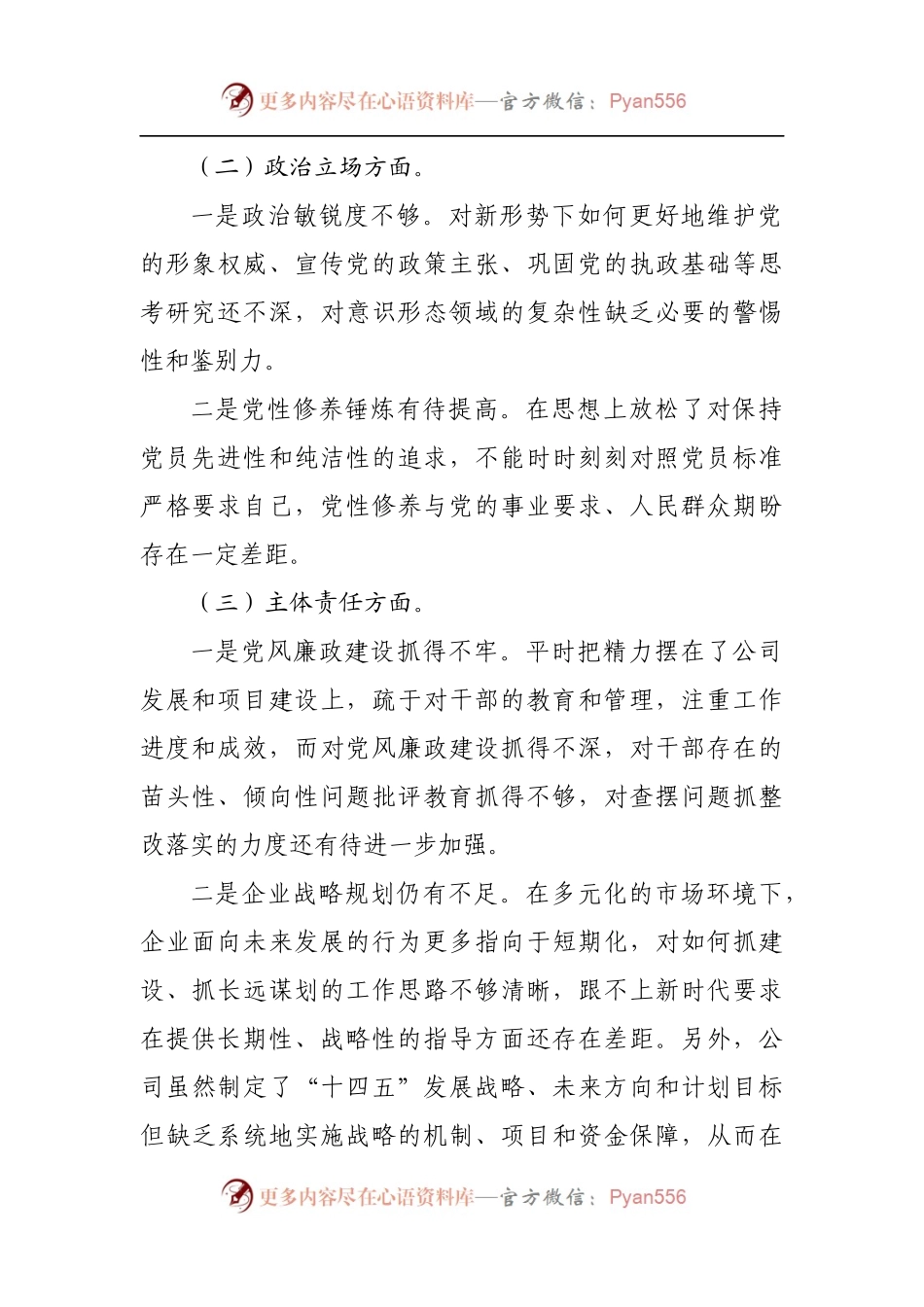 公司警示教育专题民主生活会经理个人对照检查材料.docx_第2页
